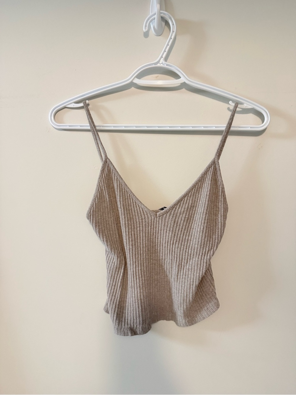 Brandy Melville - Ribbed V-Neck Cami Tank Top - Taupe - Size Small